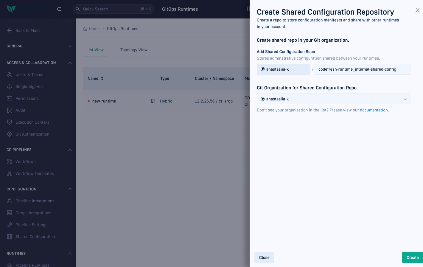 Create shared configuration repository